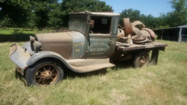 This photo sums up the Hessom estate sale: Model A parts and a Model A vehicle.