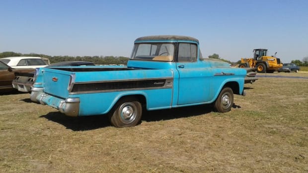 1958 Chevy Cameo sold for $145,000 at the VanDerBrink Auction of the Lambrecht Collection in Pierce, Neb.