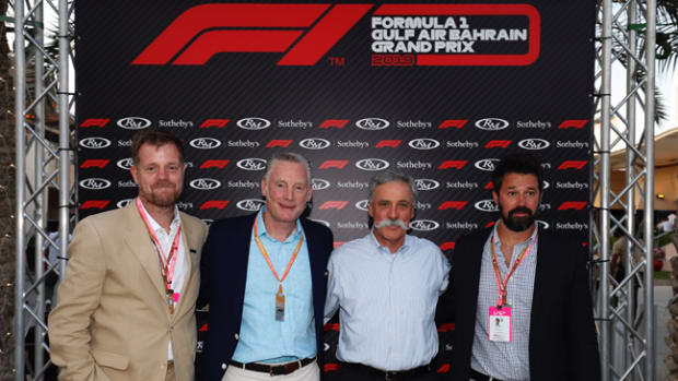  Maarten ten Holder (Head of RM Sotheby's Europe & Chief Auctioneer), Sean Bratches (Managing Director Commercial Operations, Formula 1®), Chase Carey (CEO of the Formula 1® Group), and Shelby Myers (Global Head of Private Sales & Car Specialist, RM Sotheby's) stand for a photo opportunity at a press conference held 29 March at the Gulf Air Bahrain Grand Prix 2019 to announce the new global collaboration between the two companies - © Motorsport Images