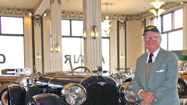 Peter Heydon of Ann Arbor, Michigan placed the 1927 Duesenberg Model X Speedster he donated to the permanent collection of the Auburn Cord Duesenberg Automobile Museum in its art deco showroom Friday morning. It is now on display for visitors to admire and relish in its uniqueness.