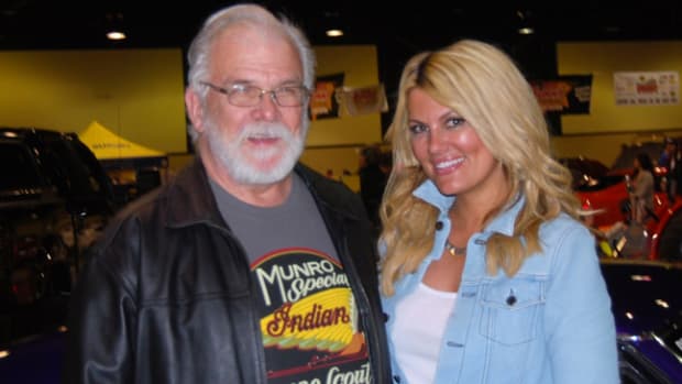 Courtney Hansen with the writer at the New Motorama Show in Green Bay, Wis., last April.