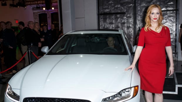 Jaguar, prior to its official press conference at the 2015 New York auto show, previewed its second-generation XF sports sedan at a Chelsea shindig where MAD MEN star Christina Hendricks was a special guest - her character, after all, landed the Jaguar ad account for Sterling Cooper! 
