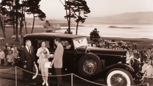  J.B. Nethercutt’s meticulous restoration of this 1930 duPont led to the first of his record six Best of Show wins at the Pebble Beach Concours d'Elegance and helped to establish the standard of excellence for which Pebble Beach is now known. (Photo copyright 1958 by Julian P. Graham / used courtesy of Pebble Beach Company Lagorio Archives)