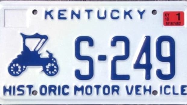Sample of a Kentucky Historic Motor Vehicle license plate.