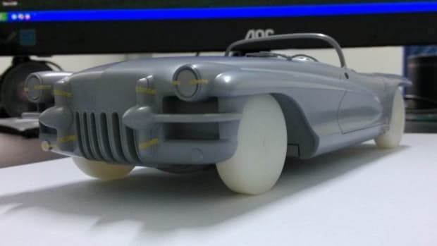  The preliminary model of the 1955 LaSalle II Roadster concept car under construction by Minichamps.



Top view of the 1955 LaSalle II Roadster model.







The interior of the LaSalle II model appears very detailed.


Rear view of the forthcoming model.





 


