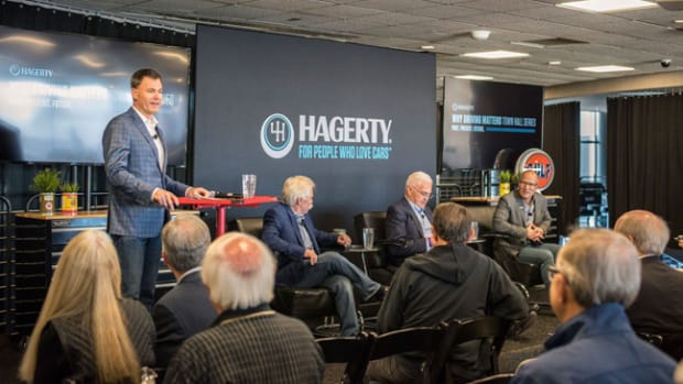  Left to right is Larry Webster, editor of Hagerty magazine (moderator), Wayne Carini, host of Velocity TV’s “Chasing Classic Cars,” Bob Lutz, former vice chairman and head of product development at General Motors, McKeel Hagerty, CEO of Hagerty.