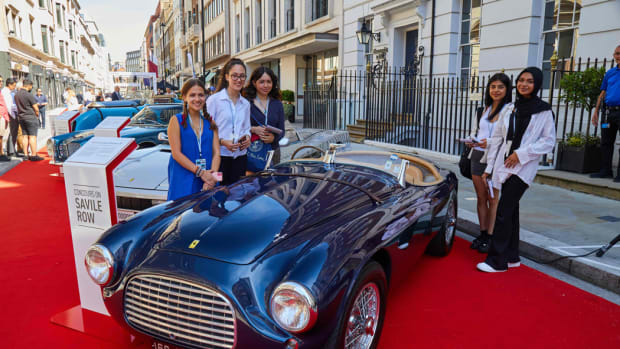 Young Judges with their winning choice the 1950 Ferrari 166MM Barchetta
