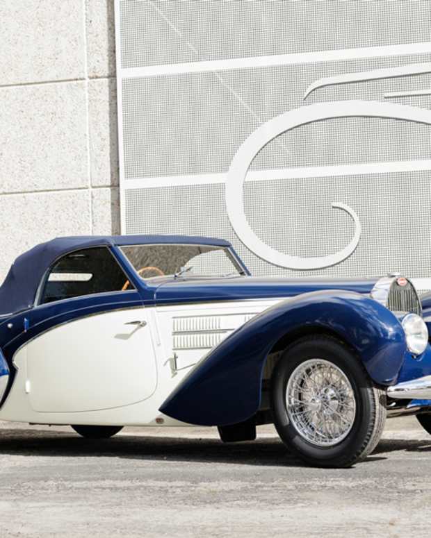 The world-record 1938 Bugatti Type 57C Aravis 'Special Cabriolet,' which sold for an unprecedented $6,605,000.