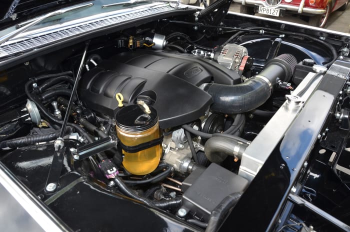 The hearse is packing a bit more power these days. A new 6.2-liter LS3 General Motors crate engine with 431 hp to be exact.