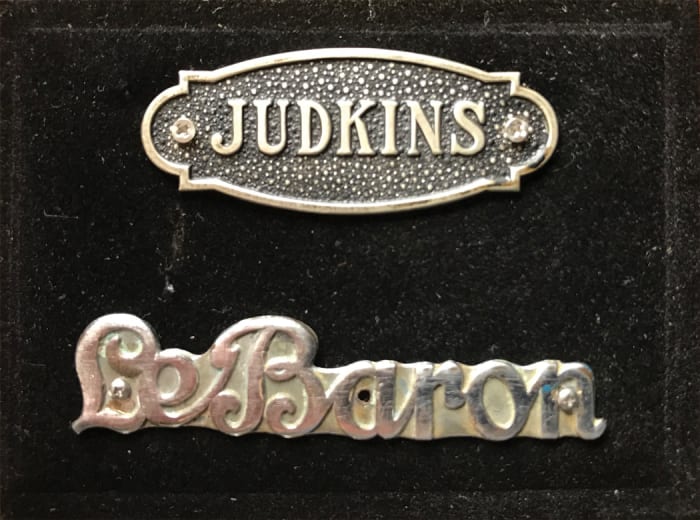 Judkins tags, such as the late-1920s and 1930s example below, were sold by Check the Oil Promotions for $50 and $120.