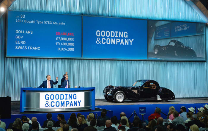 The top sale of the Pebble Beach Auctions was the elegant 1937 Bugatti Type 57SC Atalante, which achieved an impressive figure of $10,345,000.