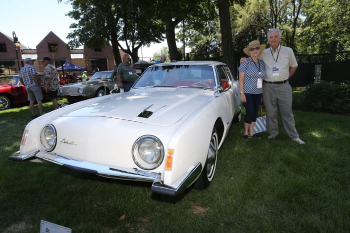 Mr. Dick Goldfarb and his lovely wife Laura, the original owner the first Studebaker Avanti, with the car they sold over 50 years ago. The car is owned and was restored by volunteers at LeMay-America’s Car museum.