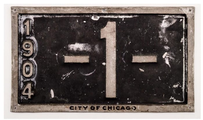 1904 Chicago license plate bearing the number 1 sold for $34,000 at the Donley Auction Services sale held on Aug. 28, 2022.