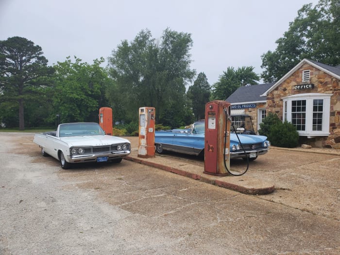 The gas pumps only pump out memories and photo ops at this old station at the Wagon Wheel Motel in Cuba, Mo.