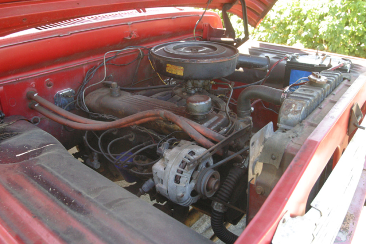 The new 225-cid Slant Six. The Power Wagon received a two-barrel carburetor instead of the one-barrel.