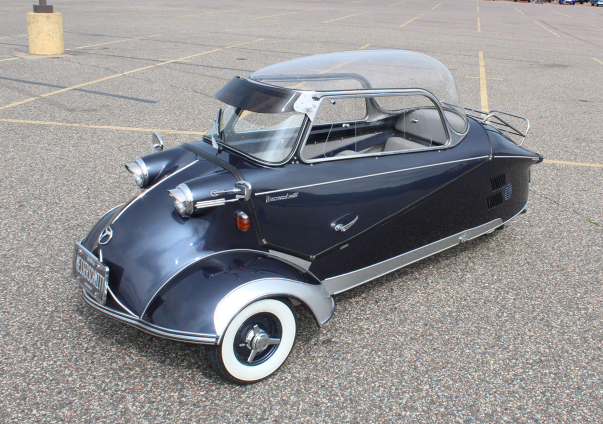 Three wheels, one cylinder, room for two and 70-plus mpg; there was lots to love about the tiny 1955 Messerschmitt KR200. This nice example has been restored by owner Steve Lenoch.
