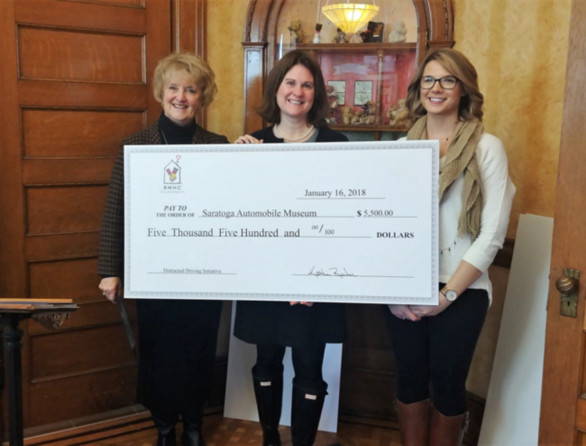  RMHC Vice President for Grants Kathie Reeher, Saratoga Automobile Museum Executive Director Carly Connors, and RMHC’s Meaghan Pinkowski at the Ronald McDonald House in Albany on Jan. 16, 2018 (photo credit: Relentless)
