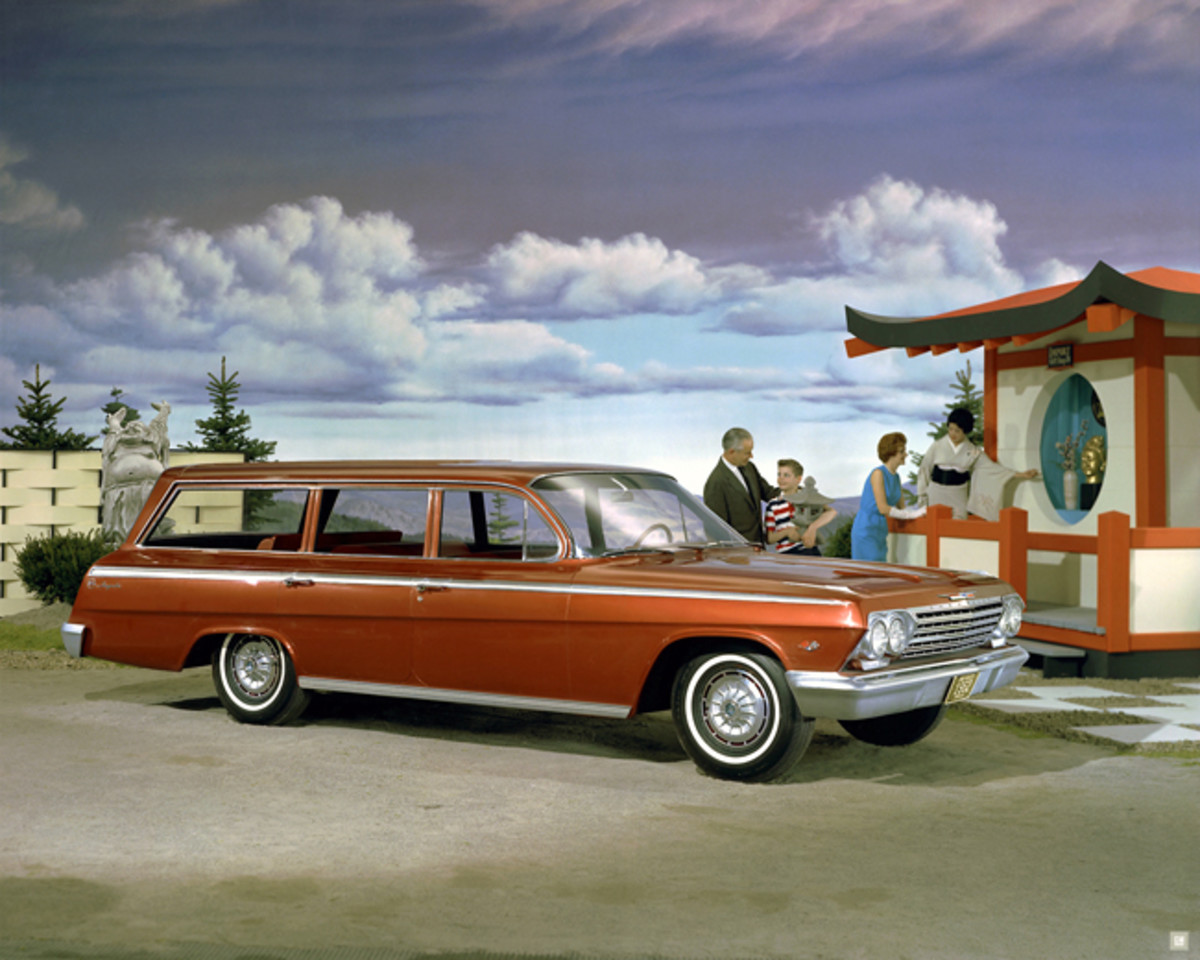  New sheet metal for 1962 provided another all-new look for the full size Chevrolets including of course the Impala. A station wagon was added to the Impala lineup this year. Photo - GM Media Archive
