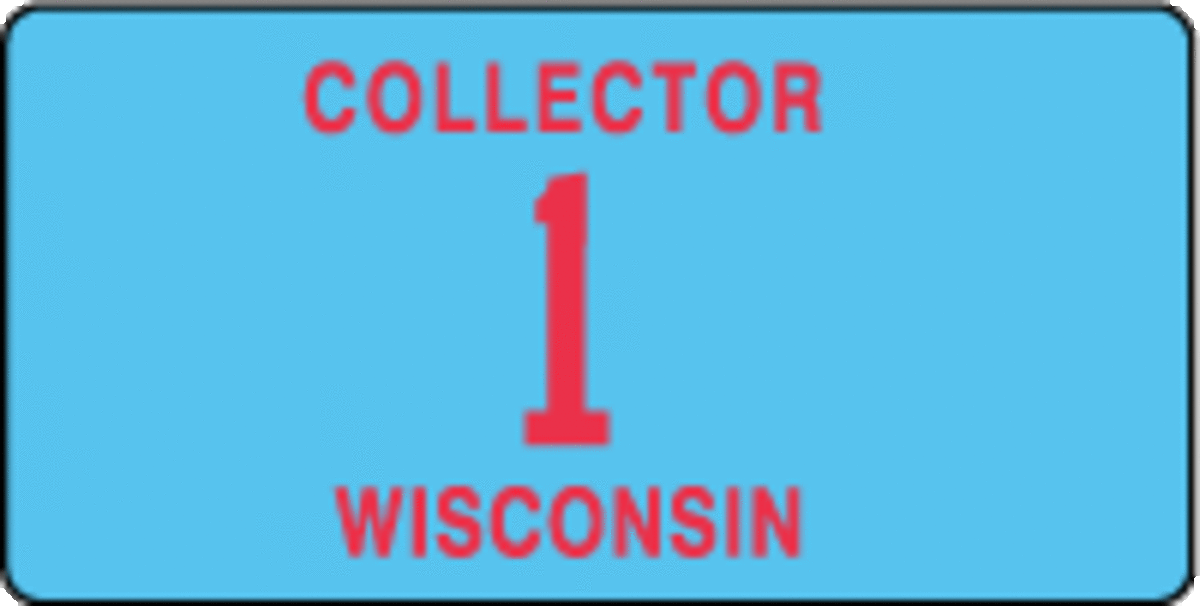 The current Wisconsin collector license plate.