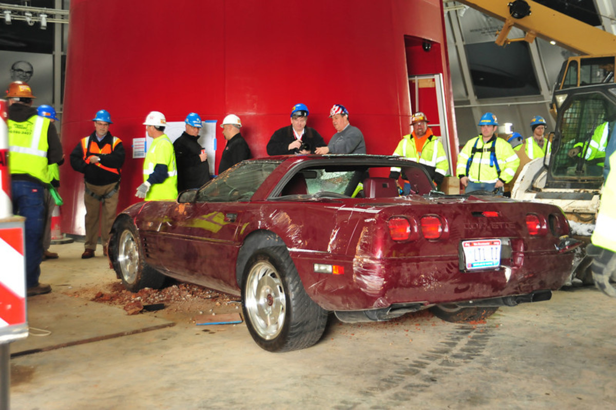 The 40th anniversary Corvette clearly sustained more damage than the ZR1 pulled out before it.