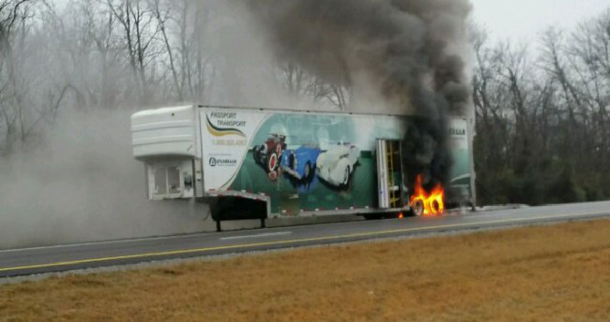trailer on fire