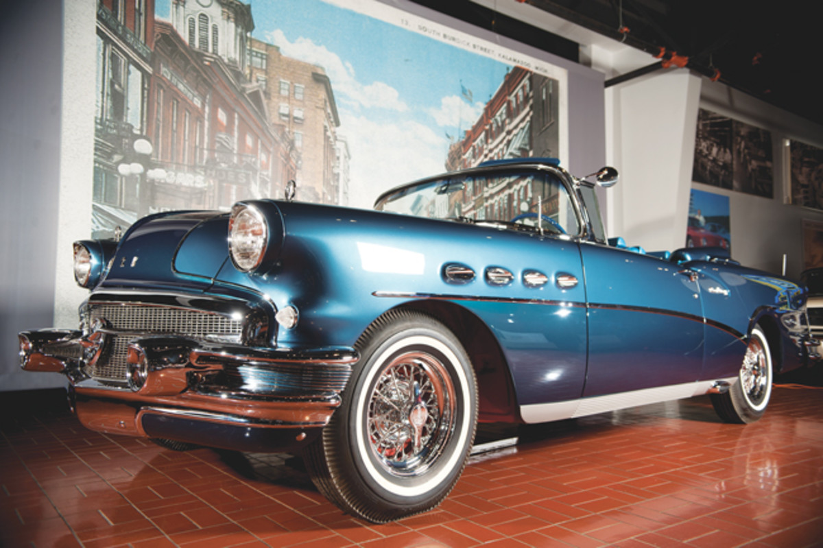  After: The 1956X Buick Century convertible that was originally built for Bill Mitchell, GM director of styling during that time, on display at the Gilmore Car Museum in Hickory Corners, Michigan. MItchell like his personal cars to be painted blue with a Seminole Red chassis, and this Buick received that treatment.