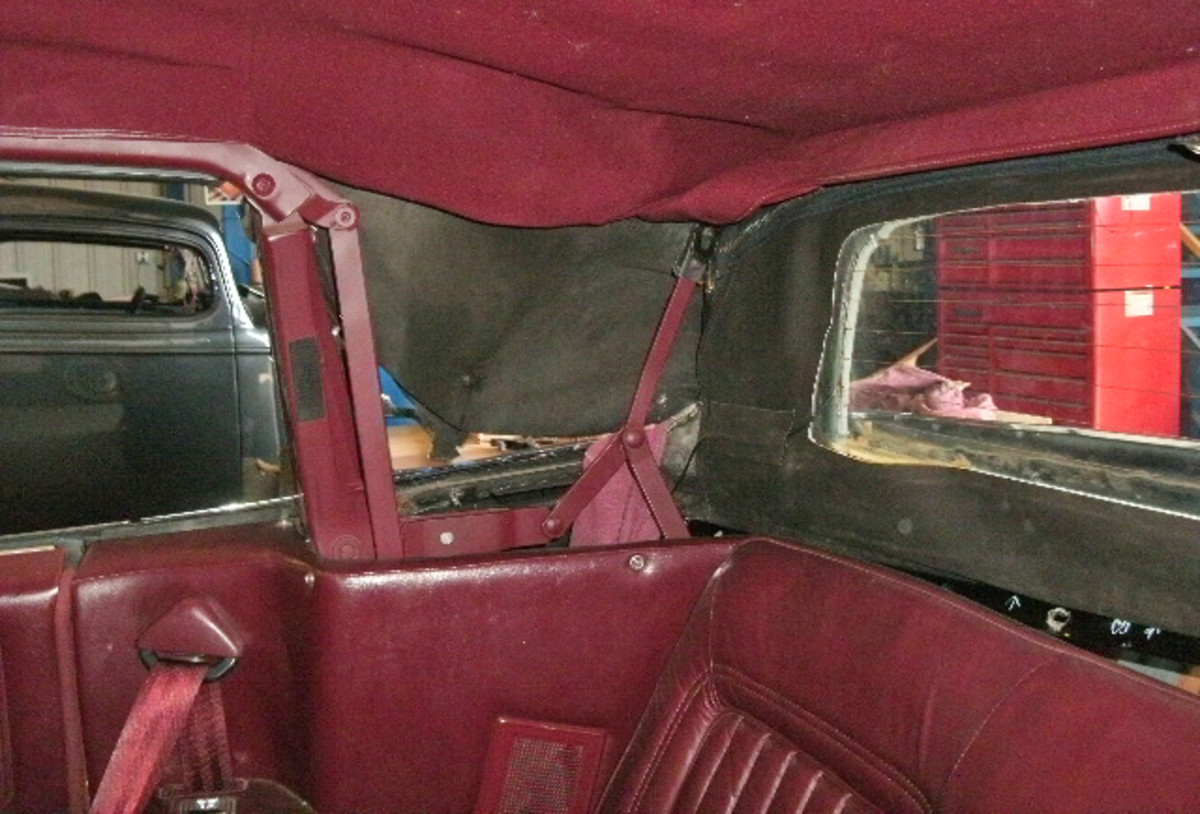 The headliner was carefully removed from the interior. The owner requested the original headliner be saved and reinstalled. 
