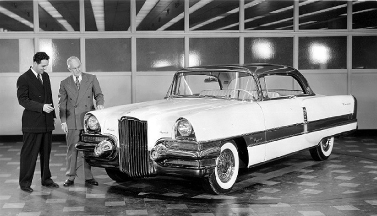 One of the last Packard show cars was the Request of 1955, which featured a 1930s-style Packard grille to meed buyers' demand for the return of the ox collar design feature.