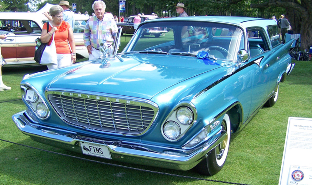 Judged to be the most jet-age wagon among those displayed was John and Lynne Cote’s 1961 Chrysler Town and Country station wagon. The Cotes’ car has been featured in OCW, and the Cotes are regular contributors to the Old Cars annual calendar. Their wagon is one of 760 built and was special-ordered for Arthur Knorr, Broadway producer for the Miss America, Miss Universe and Miss USA pageants. The loaded wagon includes dual air conditioning, Sure-Grip differential, power windows, power door locks, power seats and the 413-cid V-8 fitted with dual carburetors with 300-style cross-ram intake manifolds. The car also has special Goodyear Captive-Air tires.