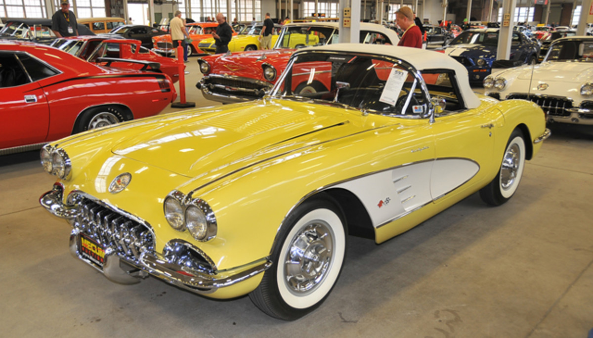 The eight-car group of 1958 Corvettes brought a total of $1,170,000 at the Mecum Indy sale. The top seller came in Panama Yellow ($160,000).