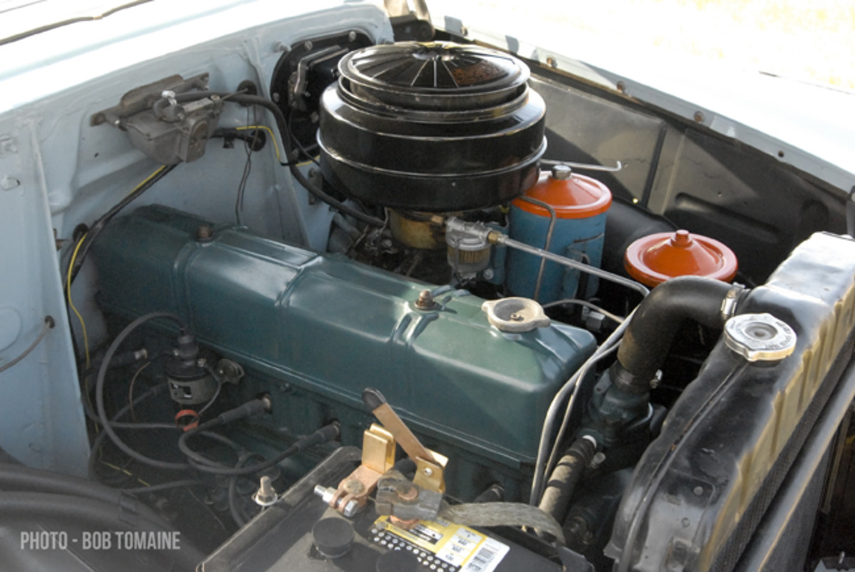  Chevy's inline six was up to 115 hp from 235 cubic inches in 1953 models equipped with Powerglide. Manual-transmission cars carried a 108-horsepower version.