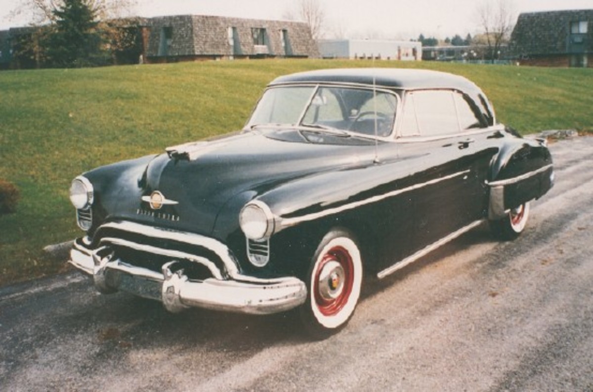 Kenny's 1950 Olds 88 after the fine original green paint was masked by a black repaint.