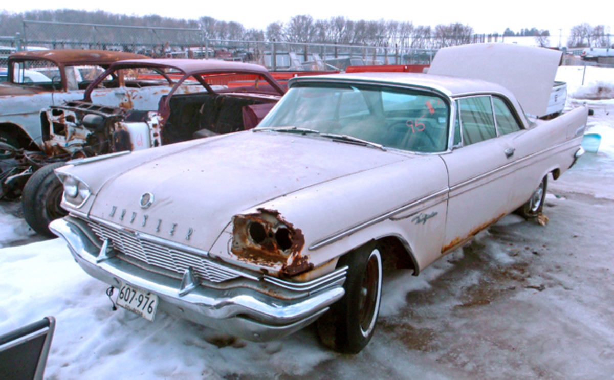 Perhaps originally acquired as a Chrysler 300 parts car, this 1957 Chrysler New Yorker might now be worth restoring in its own right.