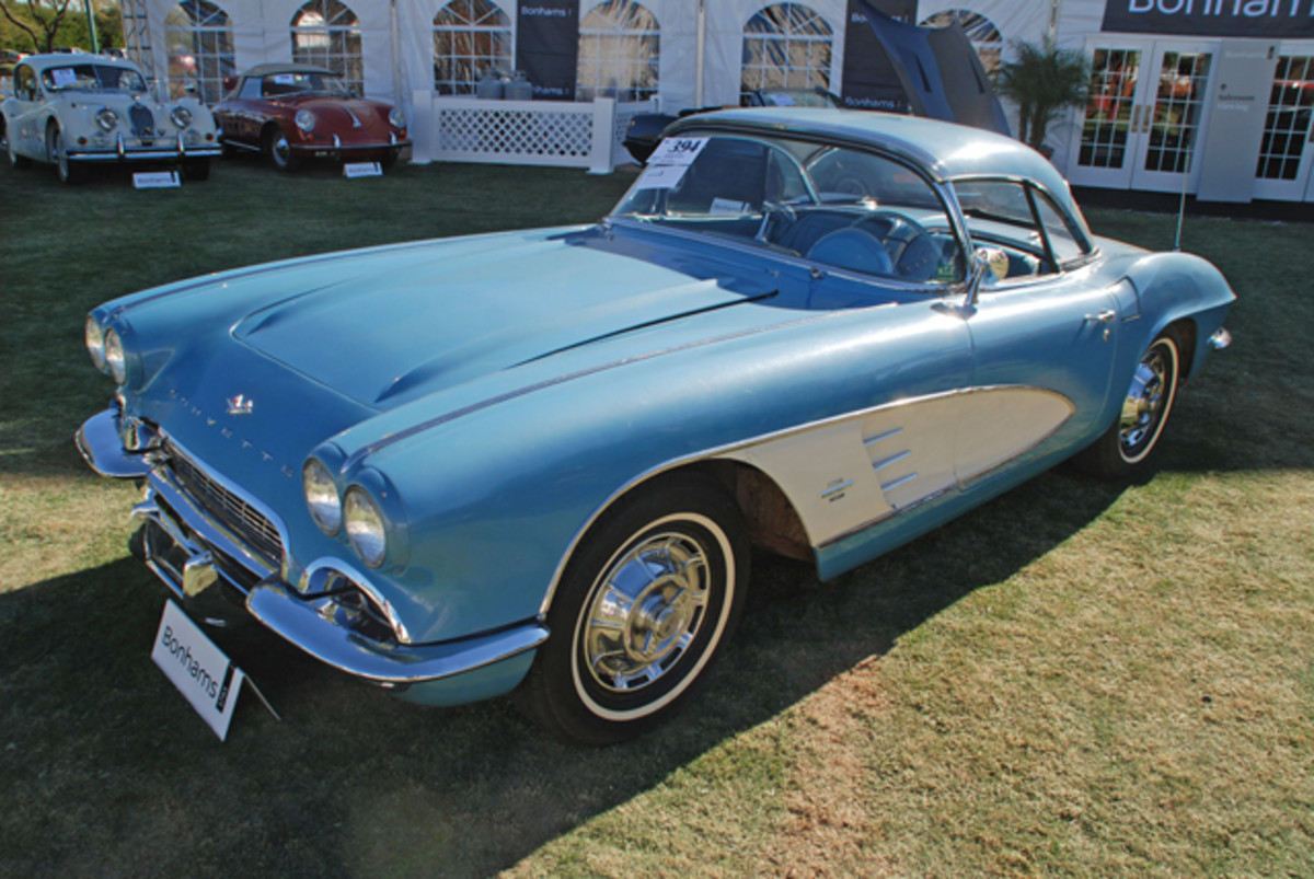  Presented in “as found” condition, this blue and white 1961 Corvette seemed like a bargain when the hammer dropped at $45,000 during Bonhams sale in Scottsdale.