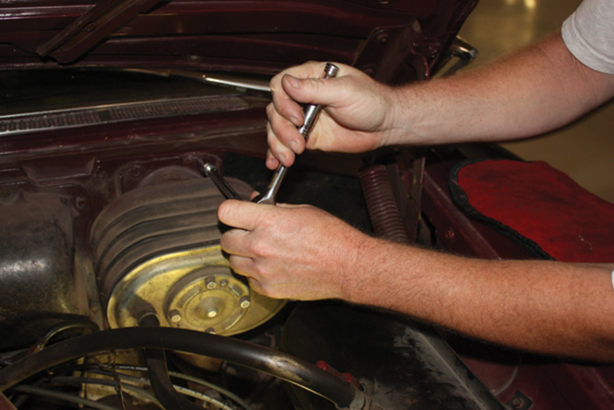 The original brake booster is secured to the firewall on the driver’s side with a bracket and four to six mounting bolts. On this car, the master cylinder is bolted to the same mounting plate, so the first step before removing the booster unit is removing the master cylinder. After that, the mounting bracket can come off.