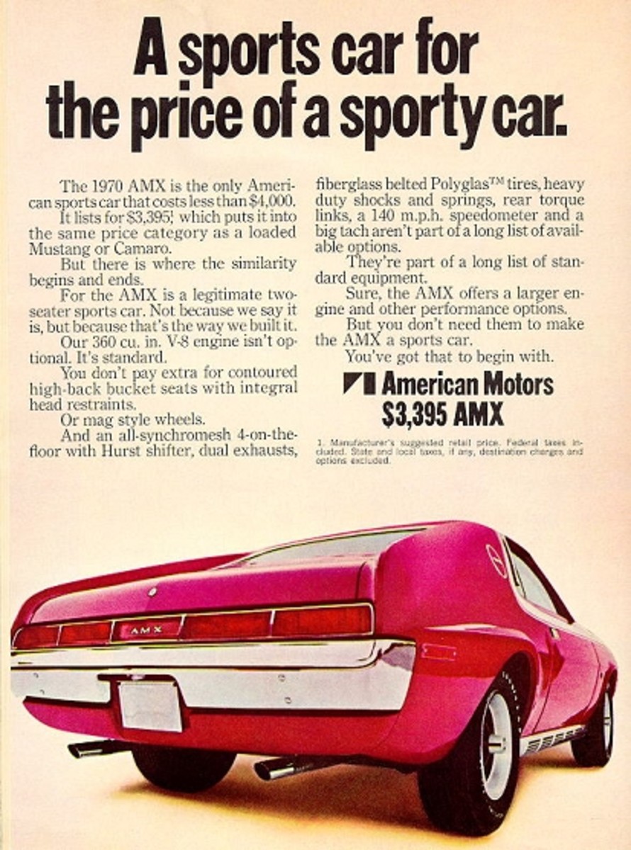 1970 AMERICAN MOTORS AMC AMX FEATURE MANUAL 