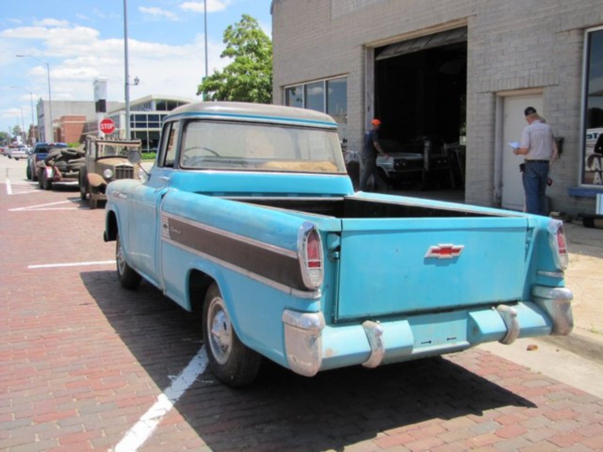 Just 1.3 miles has been registered on this 1958 Chevrolet Apache Cameo; the never-installed floor mat remains rolled up behind the seat.