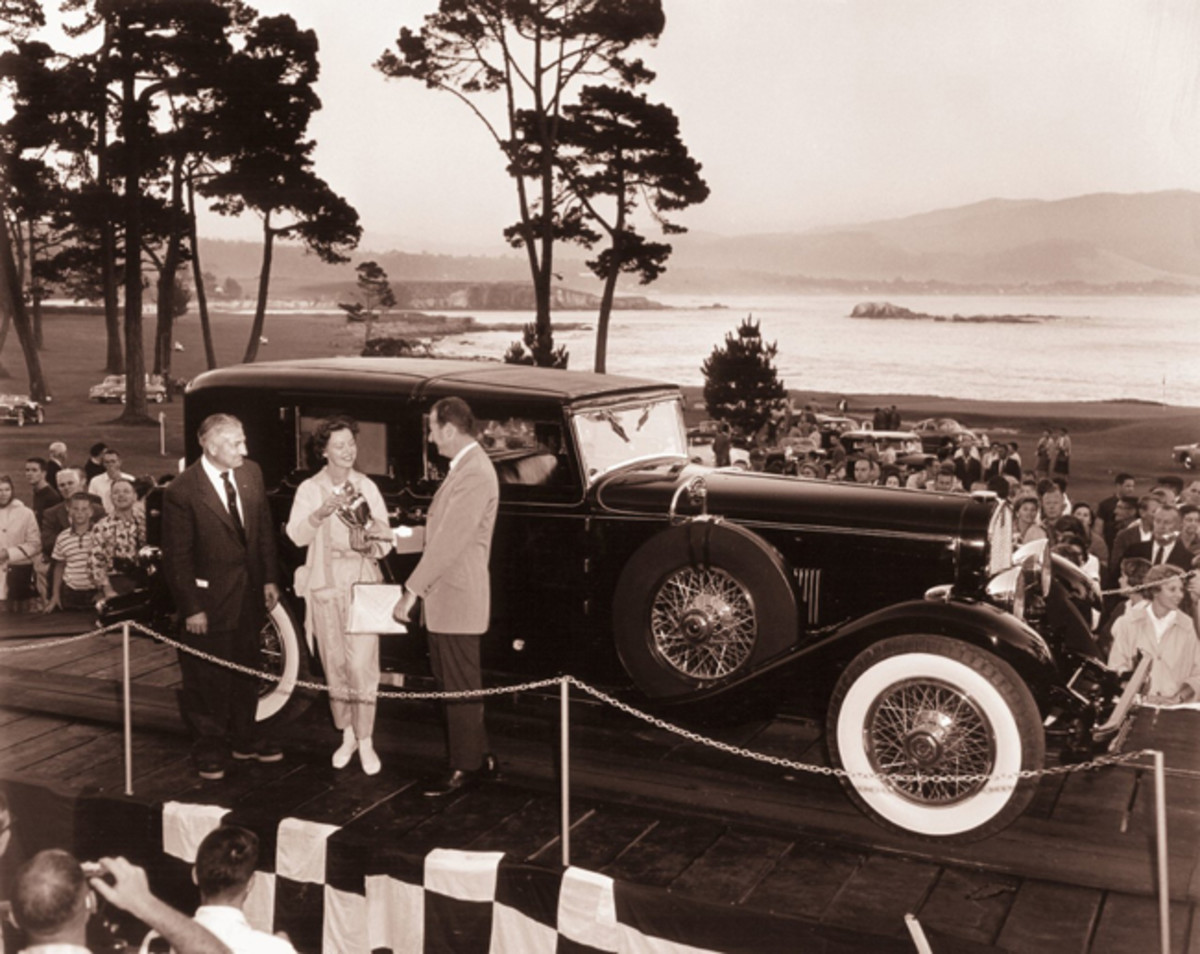  J.B. Nethercutt’s meticulous restoration of this 1930 duPont led to the first of his record six Best of Show wins at the Pebble Beach Concours d'Elegance and helped to establish the standard of excellence for which Pebble Beach is now known. (Photo copyright 1958 by Julian P. Graham / used courtesy of Pebble Beach Company Lagorio Archives)