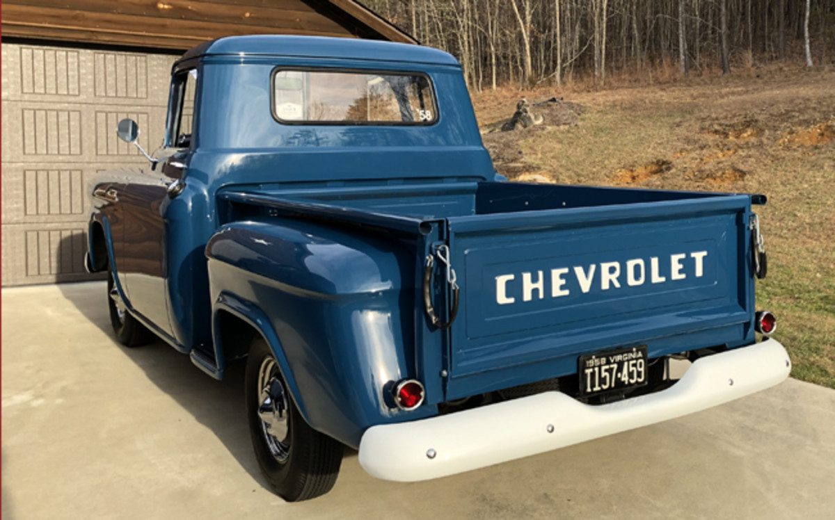  The 1958 Chevrolet Apaches shared plenty of styling with their automotive counterparts and their generation was a design leap forward from their predecessors. Pete and Carol Schultz restored this example back to original condition, complete with the original Thriftmaster six-cylinder engine and a coat of its original Marina Blue paint.