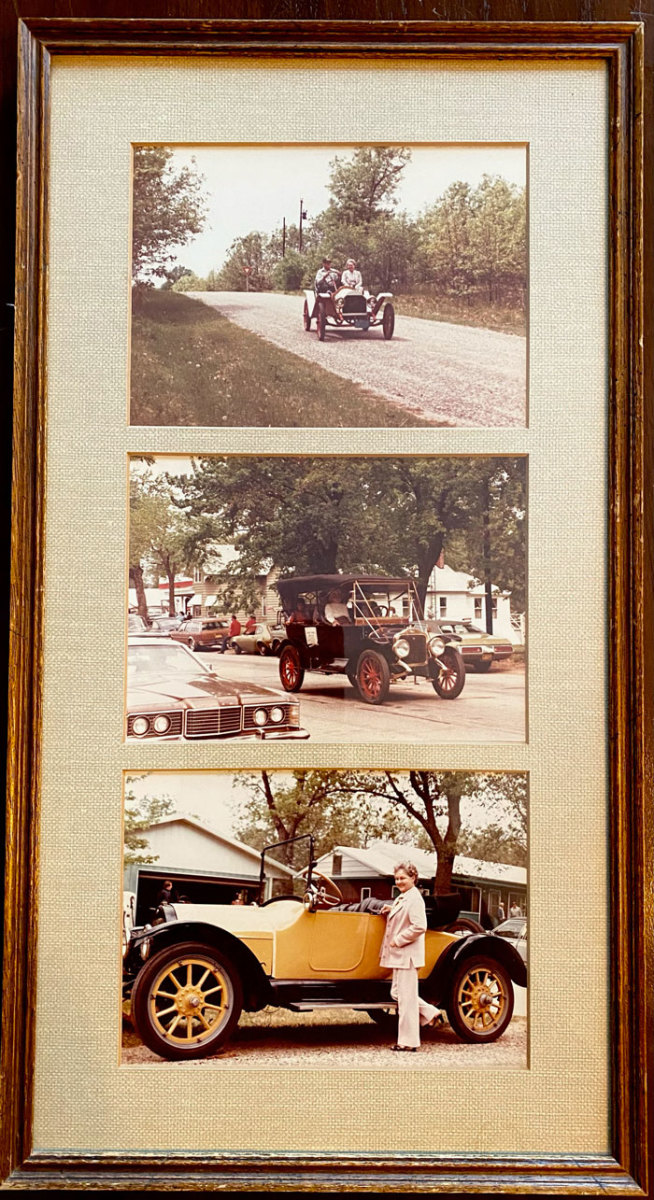 The photos that started it all for James Steinberg: The 1913 White (top), 1909 Hupmobile (middle) and 1915 Overland pictured in this frame were sold after Steinberg’s great-grandfather passed away in 1971, which was 18 years before Steinberg was born. It’s hung on Steinberg’s wall since he was about 2 years old. He eventually learned the photos were taken in 1981 when a few of his family members visited the cars in the subsequent owner’s collection. They were sold at least once more since the photos were taken.