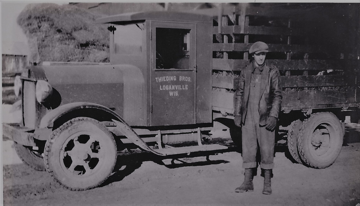 Phillip Thieding, the original owner of the 1929 Klondike, pictured with the truck, which was the last from Kohlmeyer Truck Co.