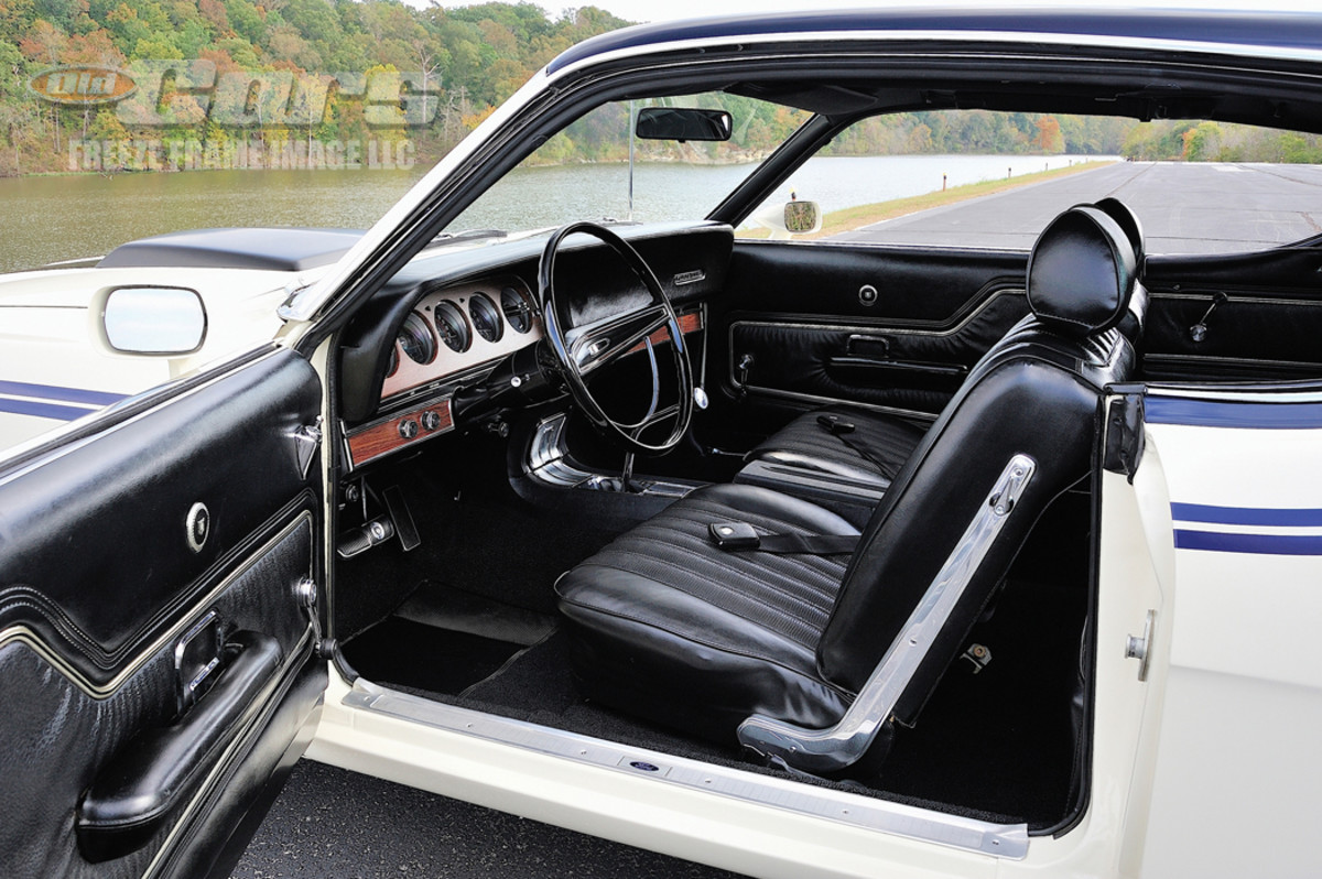 Mercury built five Cyclone Spoiler Dan Gurney Specials with the Drag Pak option. Of them, only this one has a black knit-vinyl interior. The ram air 428-cid, four-venturi Super Cobra Jet engine packs the Drag Pak option with its 4.30 Traction-Lok axle ratio.