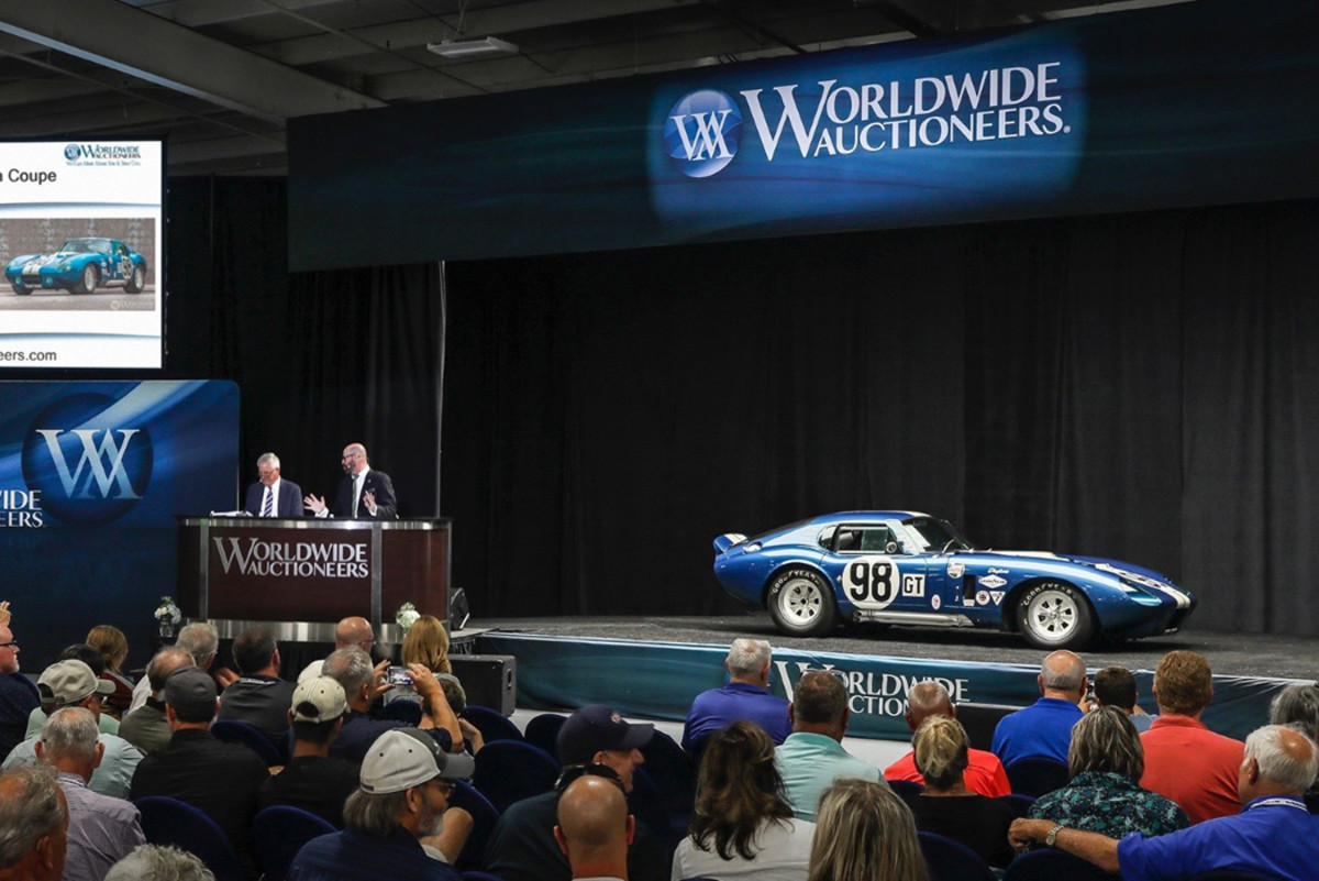 1965 Shelby Cobra Daytona Coupe CSX 2469 that was previously owned and driven by Carroll Shelby, selling for $1.49 million.
