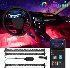Multi DIY Color DC 12V Remote & APP control MESTRIVE Interior Car Lights with Contro Box 48 LEDs Lighting Kit Sync to Music suitable for Various Cars Upgraded 2-in-1 Design Interior Car LED Lights 