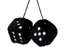 Black And Red Fluffy Fuzzy Furry Hanging Spotty Car Dice Soft Gift Retro NEW 