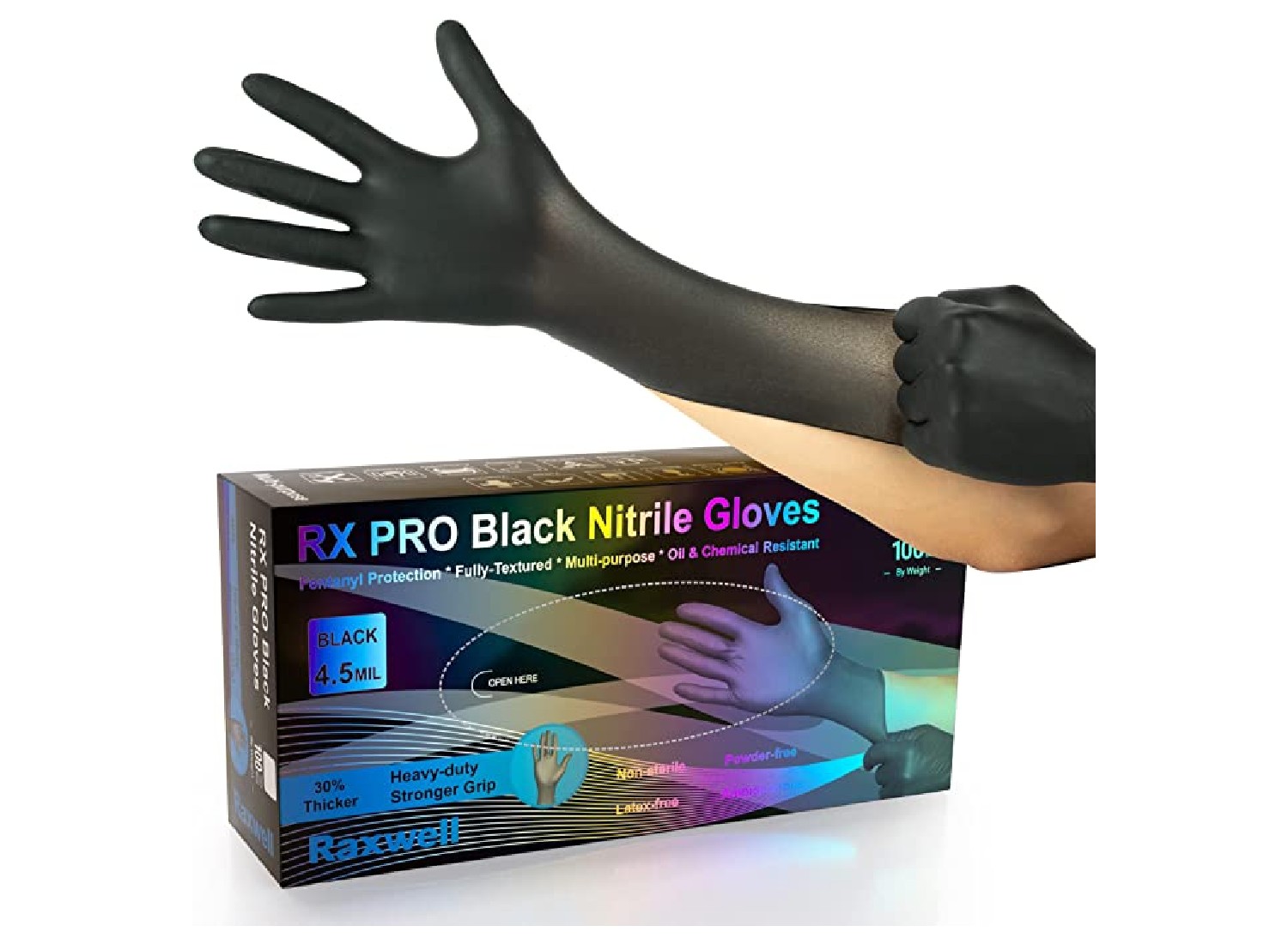 Raxwell Disposable Black Nitrile Gloves