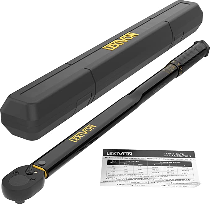 A black torque wrench that says 
