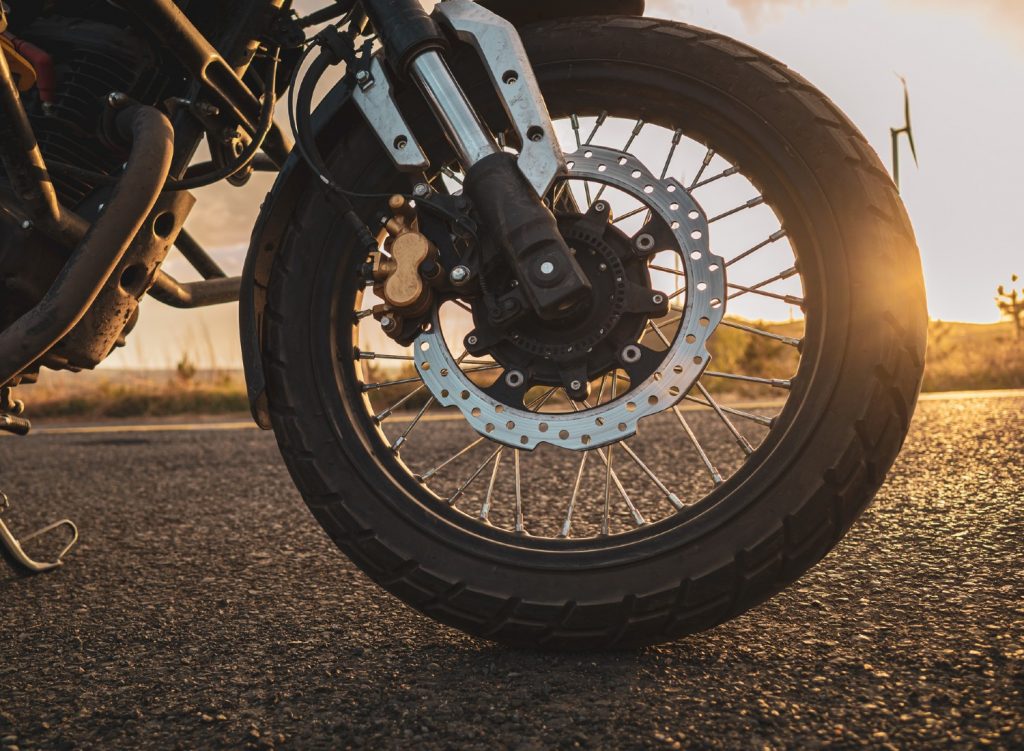 Motorcycle wheel up close
