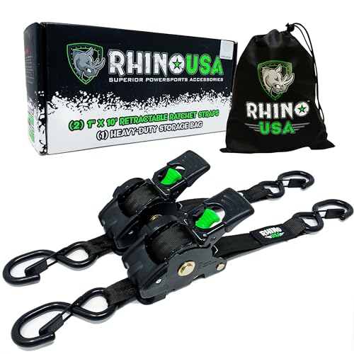 Rhino USA Retractable Ratchet Tie Down Straps