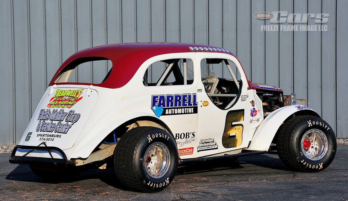 David Pearson started and ended his racing career in a 1937 Ford, and won his final race driving this race car in 2008. He went undefeated over a five-year period from 2003 through 2008. The passenger was cut down to allow for easy access and also trimmed some weight from the 1937 Ford body.